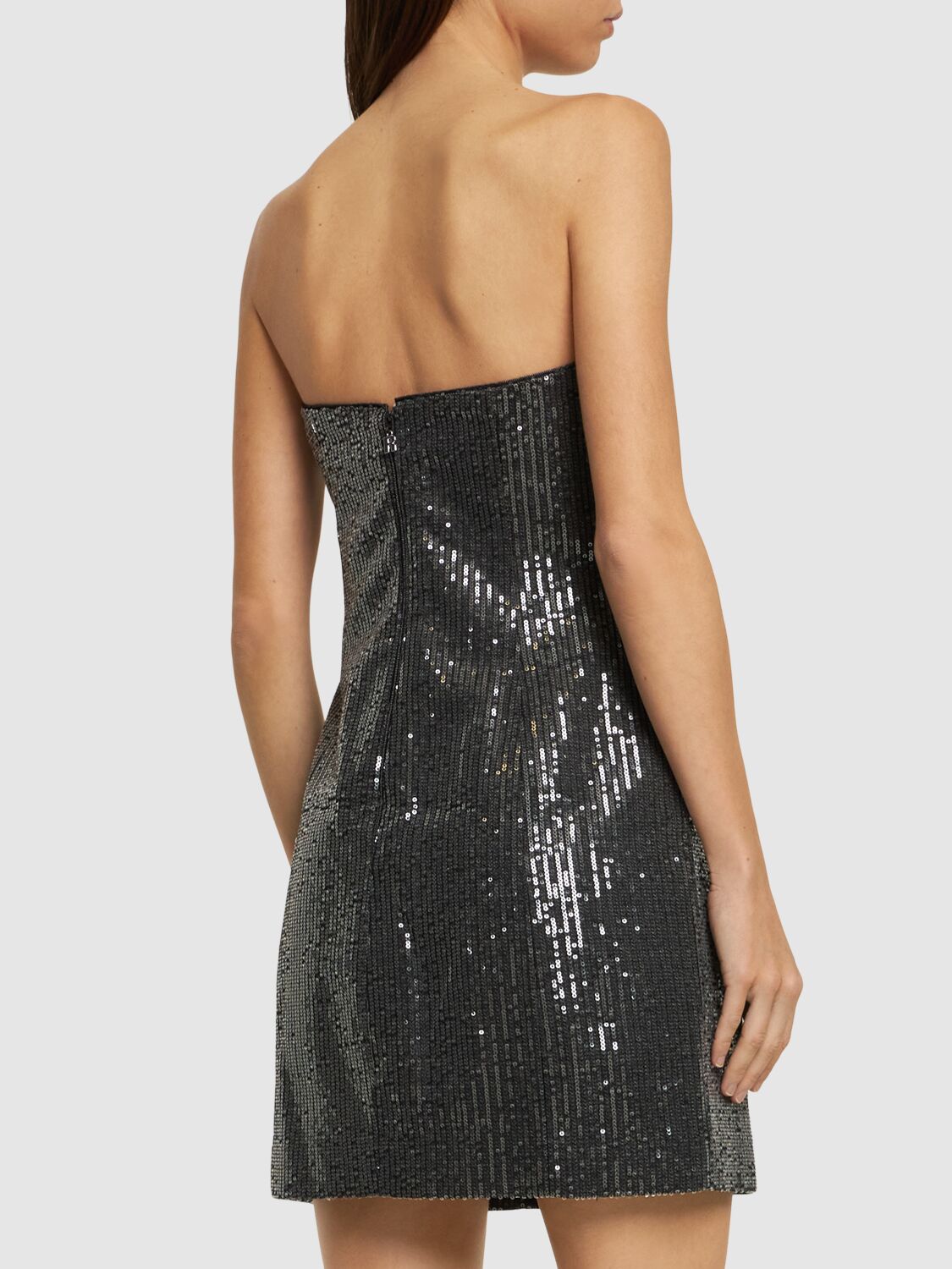 Shop Rotate Birger Christensen Sequined Twill Mini Dress In Black