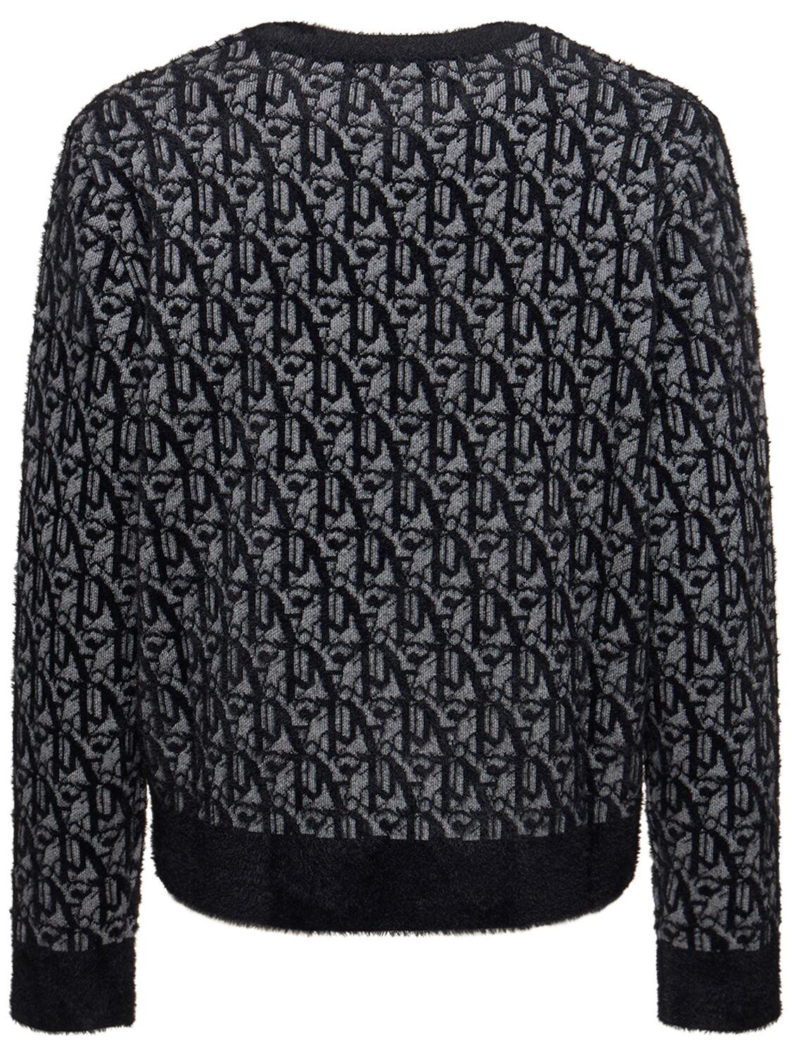 Shop Palm Angels Monogram Jacquard Wool Blend Sweater In Grau,schwarz
