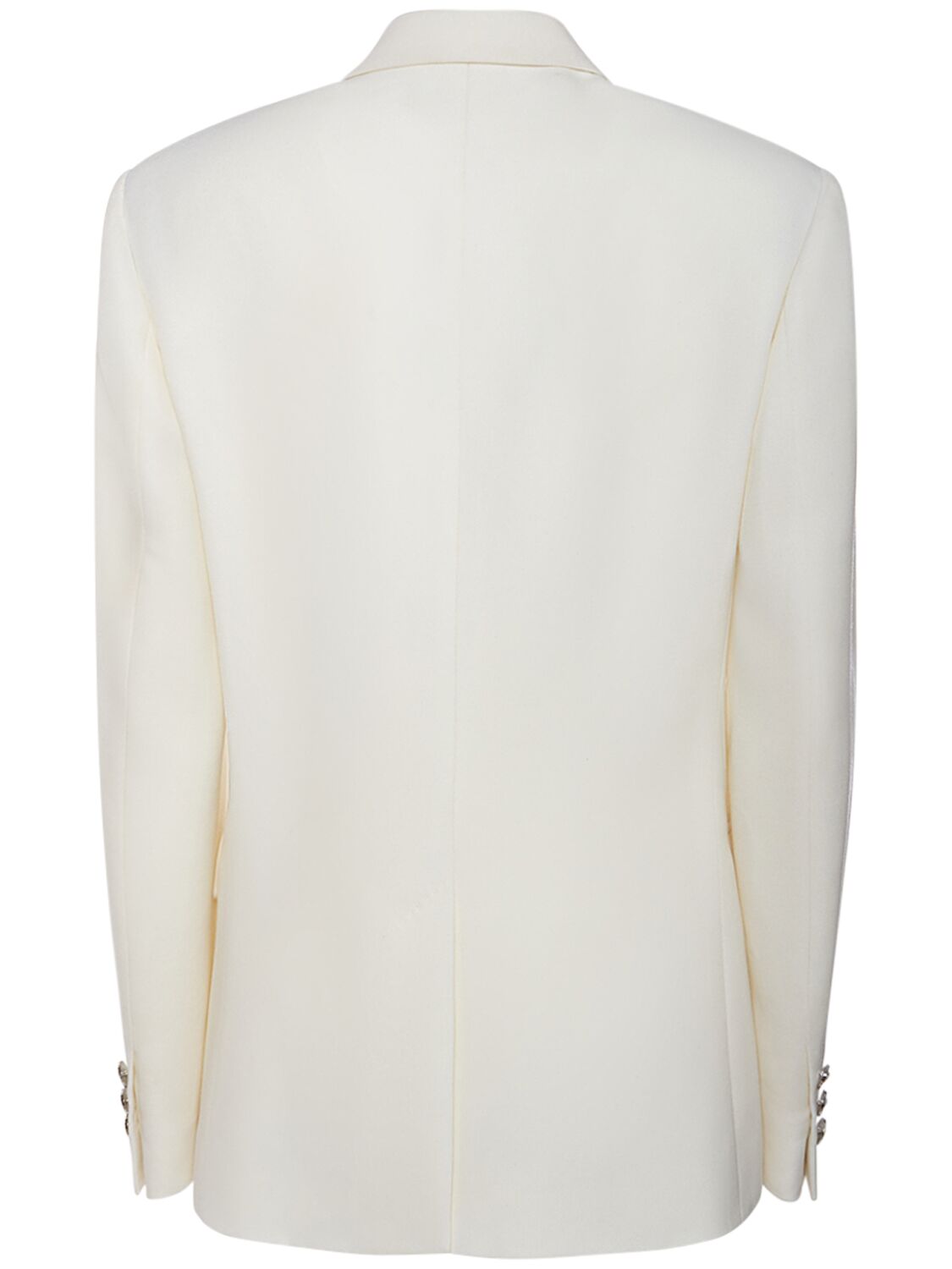 Shop Versace Double Breast Stretch Wool Jacket In Ivory