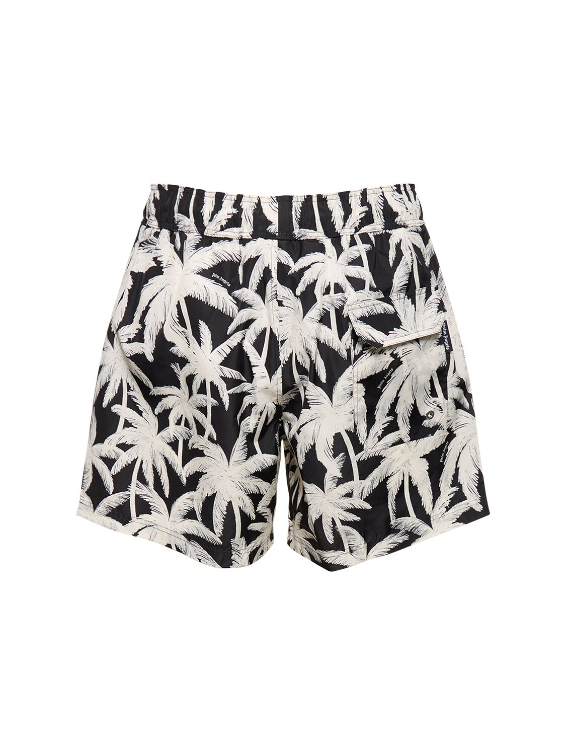 Shop Palm Angels Palm Print Tech Swim Shorts In Schwarz,weiss