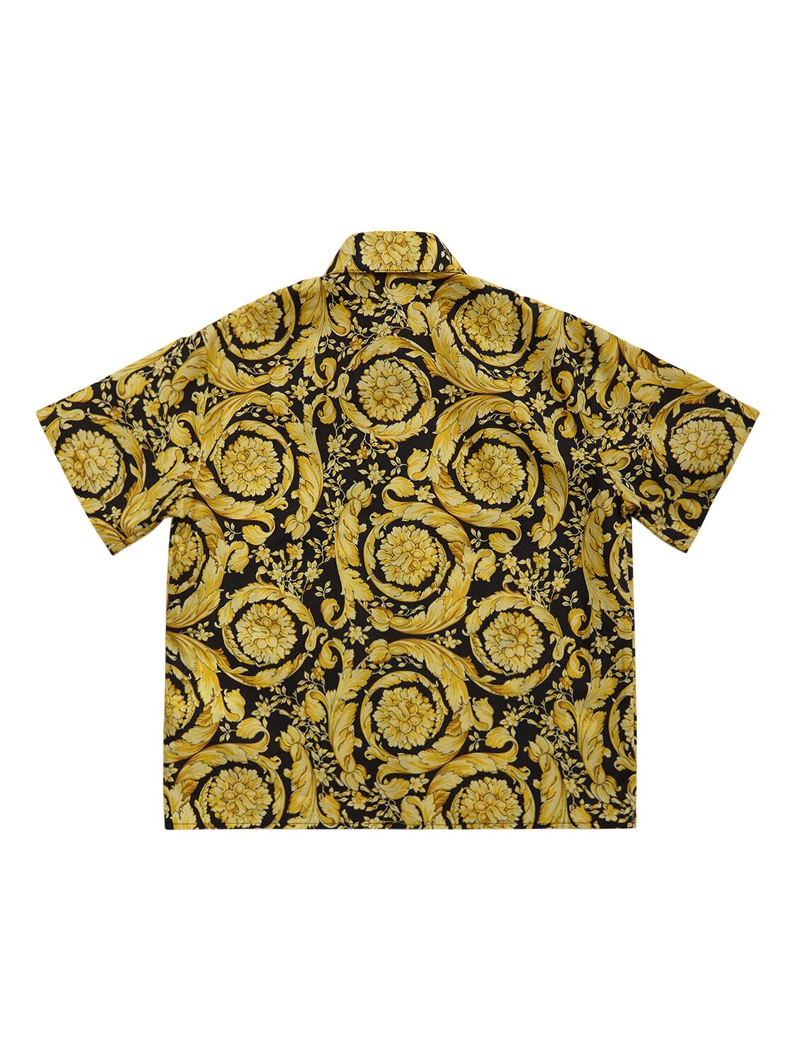 Shop Versace Baroque Print Cotton Poplin S/s Shirt In Schwarz,gold