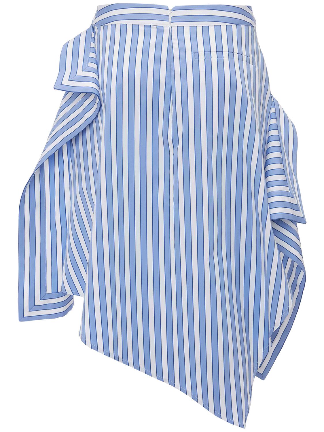 Shop Jw Anderson Striped Cotton Asymmetric Midi Skirt In Blue,white
