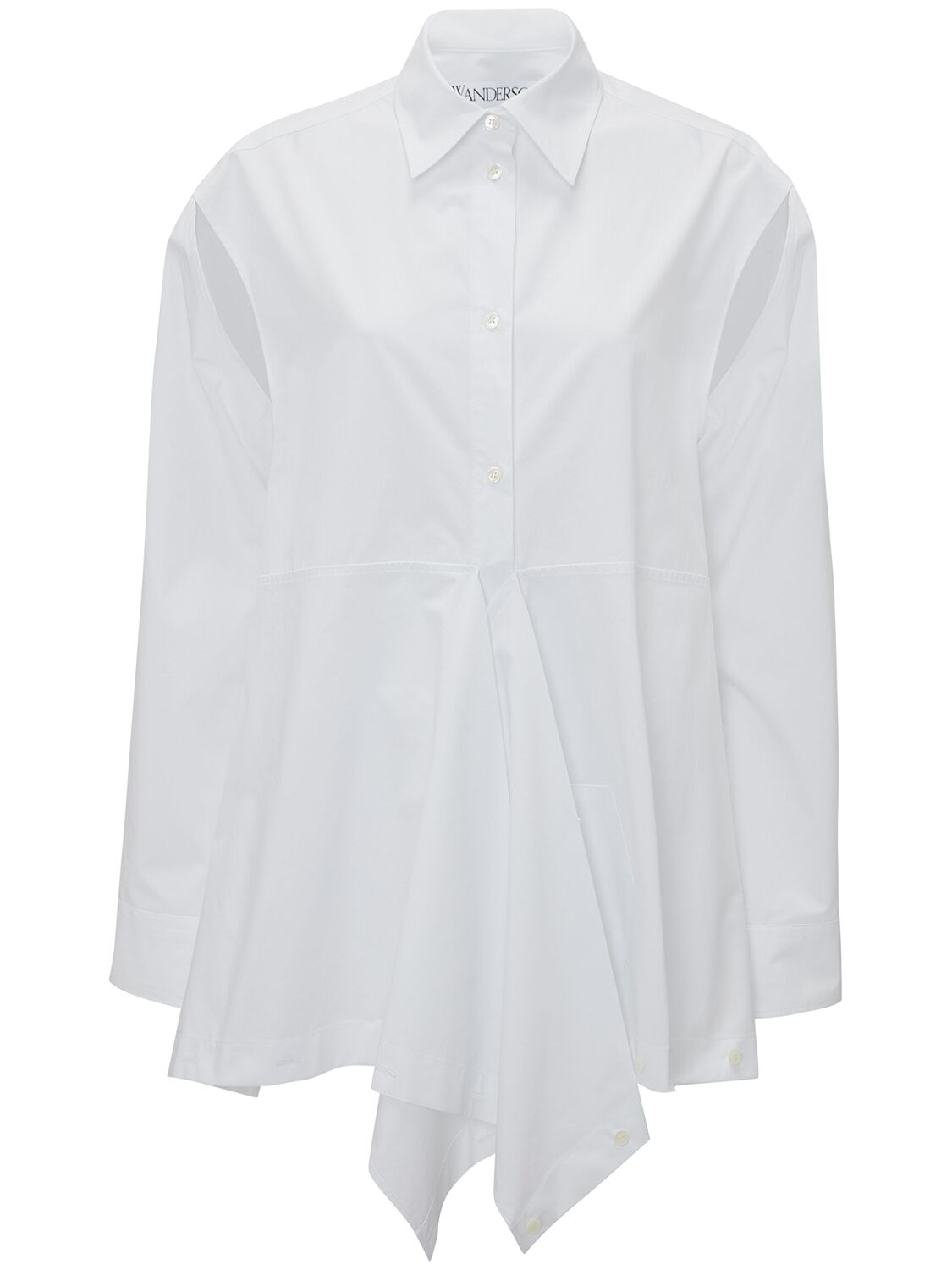Shop Jw Anderson Cotton Poplin Peplum Drape Shirt In White