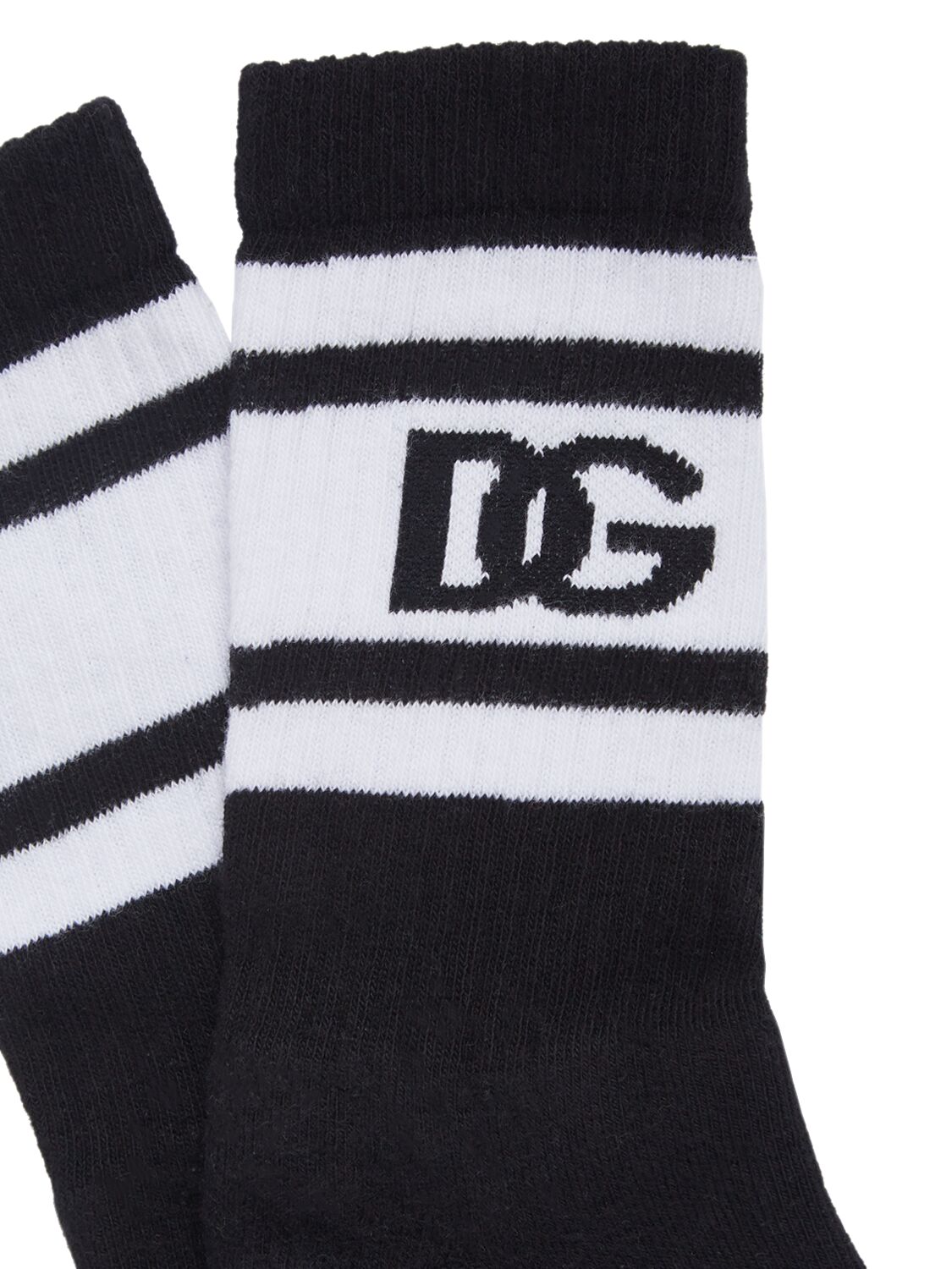 Shop Dolce & Gabbana Logo Cotton Blend Socks In Black,white