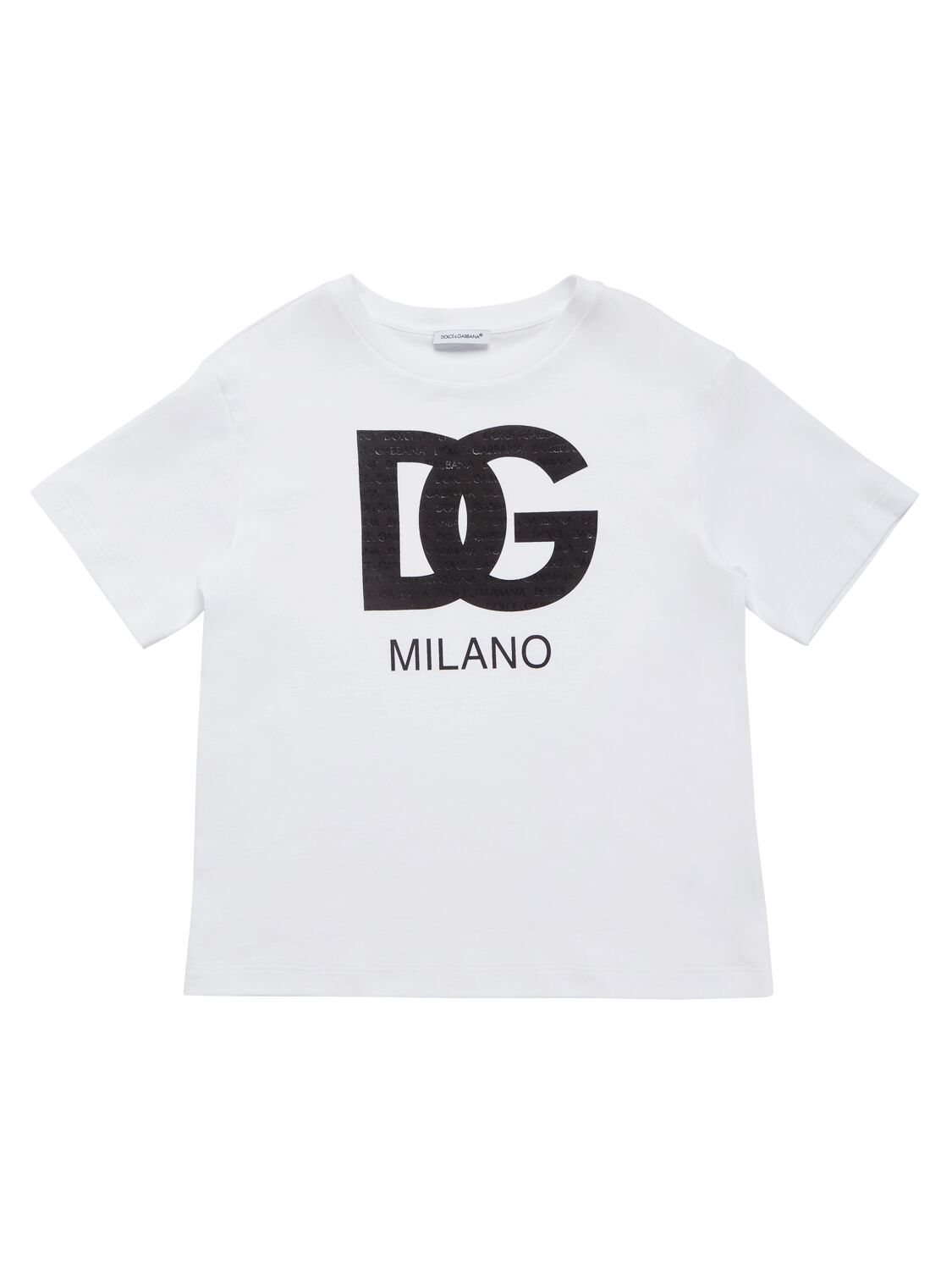Dolce & Gabbana Kids' Logo印花棉质平纹针织t恤 In Weiss