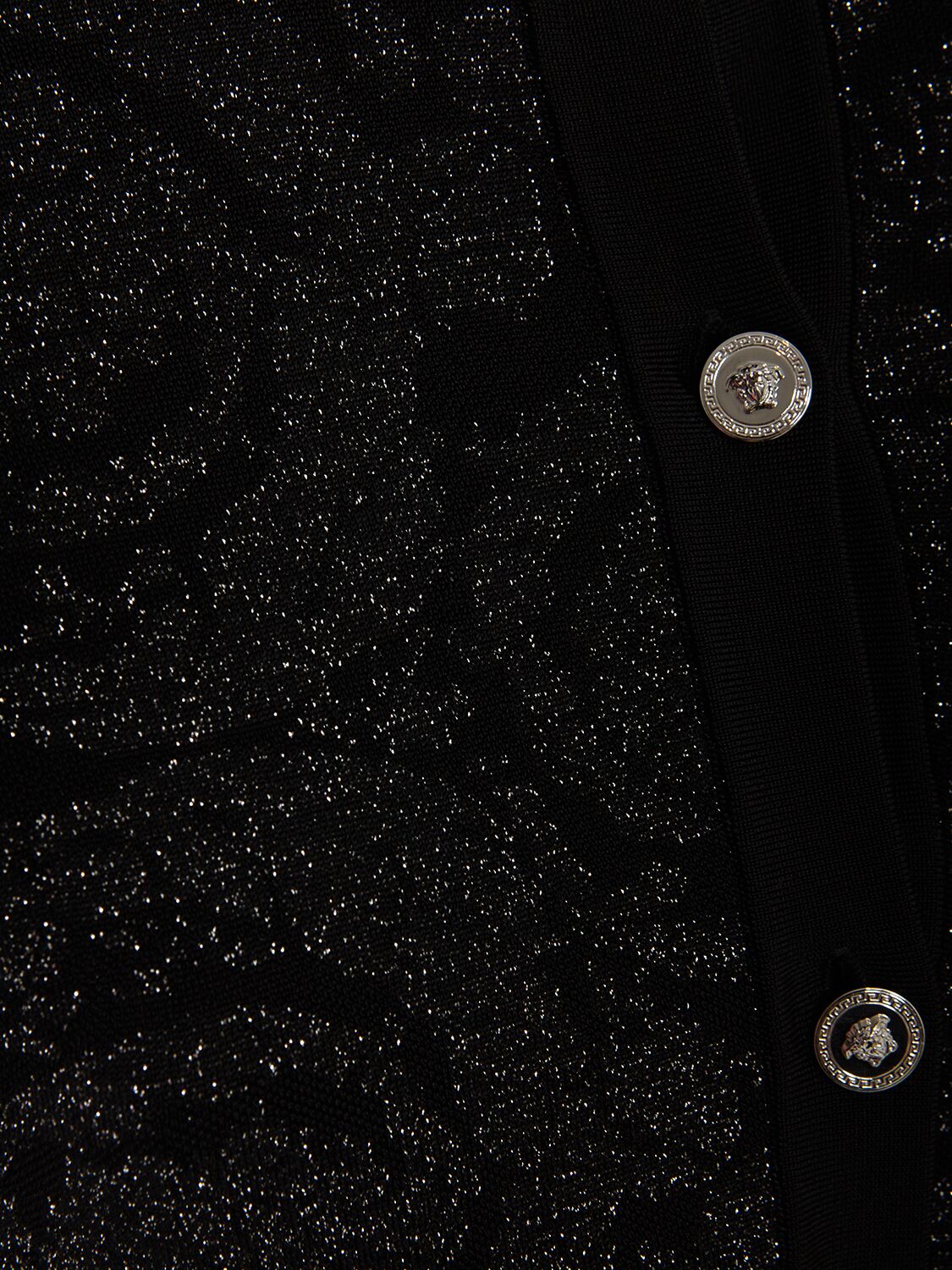 Shop Versace Barocco Lurex Knit Cropped Cardigan In Multi,black