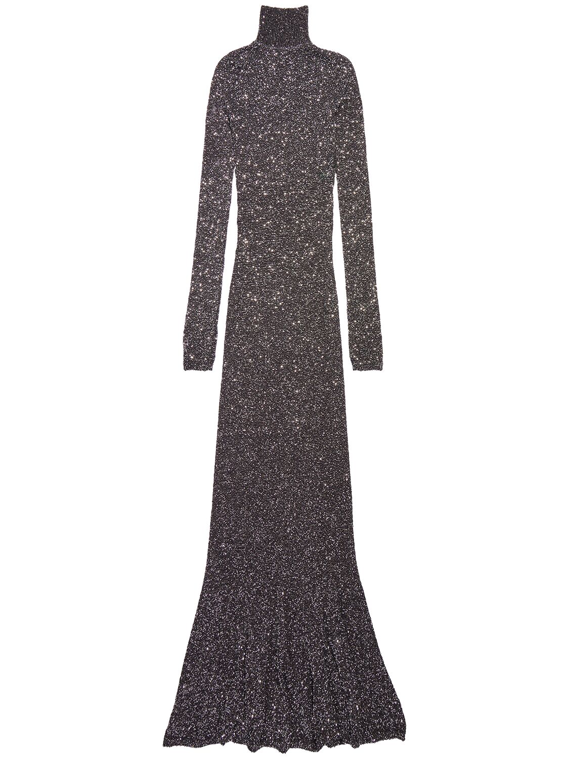 Shop Balenciaga Tech Jersey Lamé Maxi Dress In Black,silver