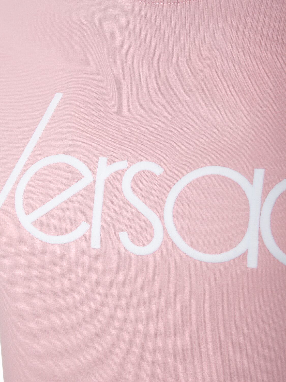 Shop Versace Logo Embroidered Jersey T-shirt In Pink