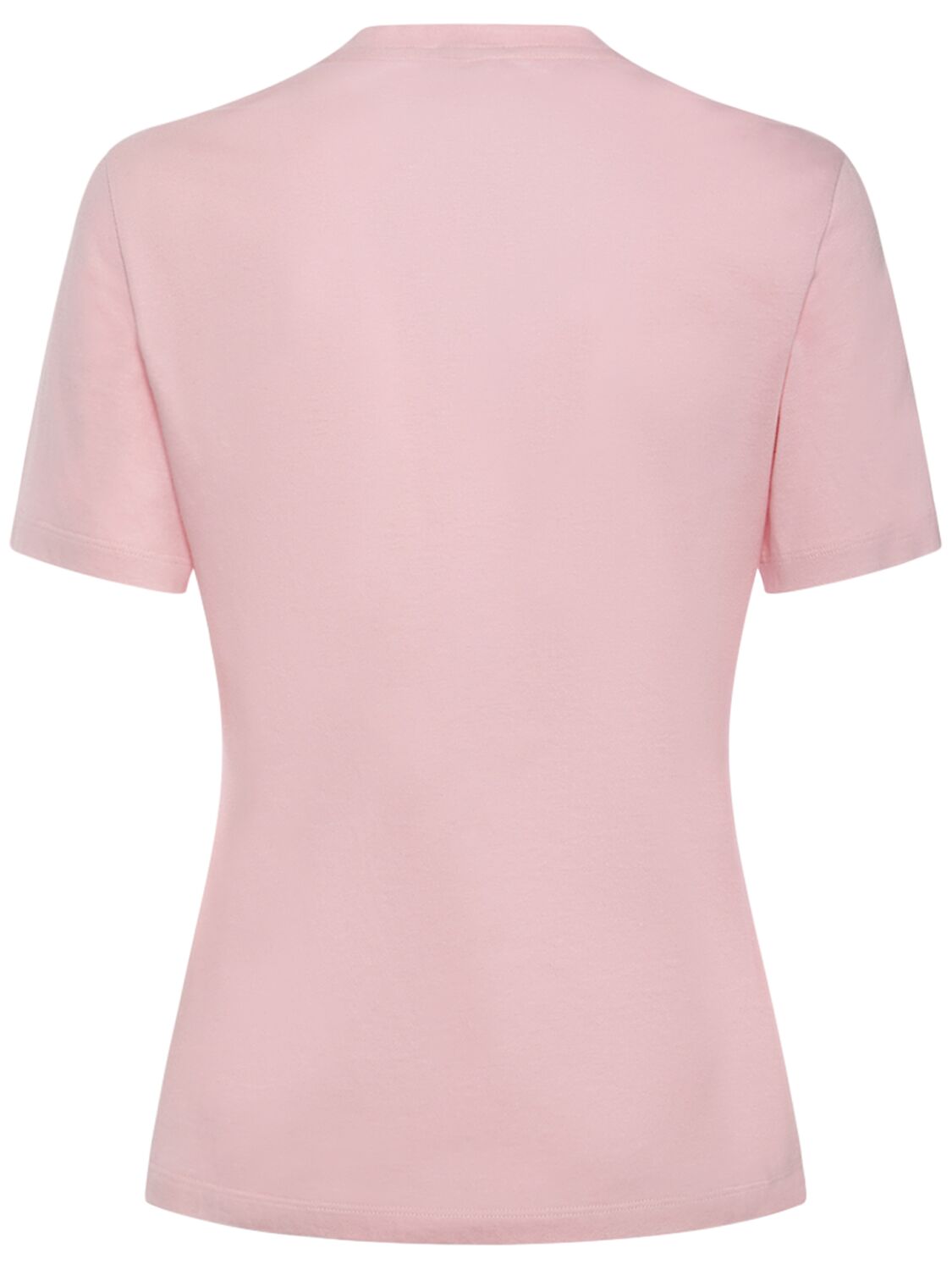 Shop Versace Logo Embroidered Jersey T-shirt In Pink