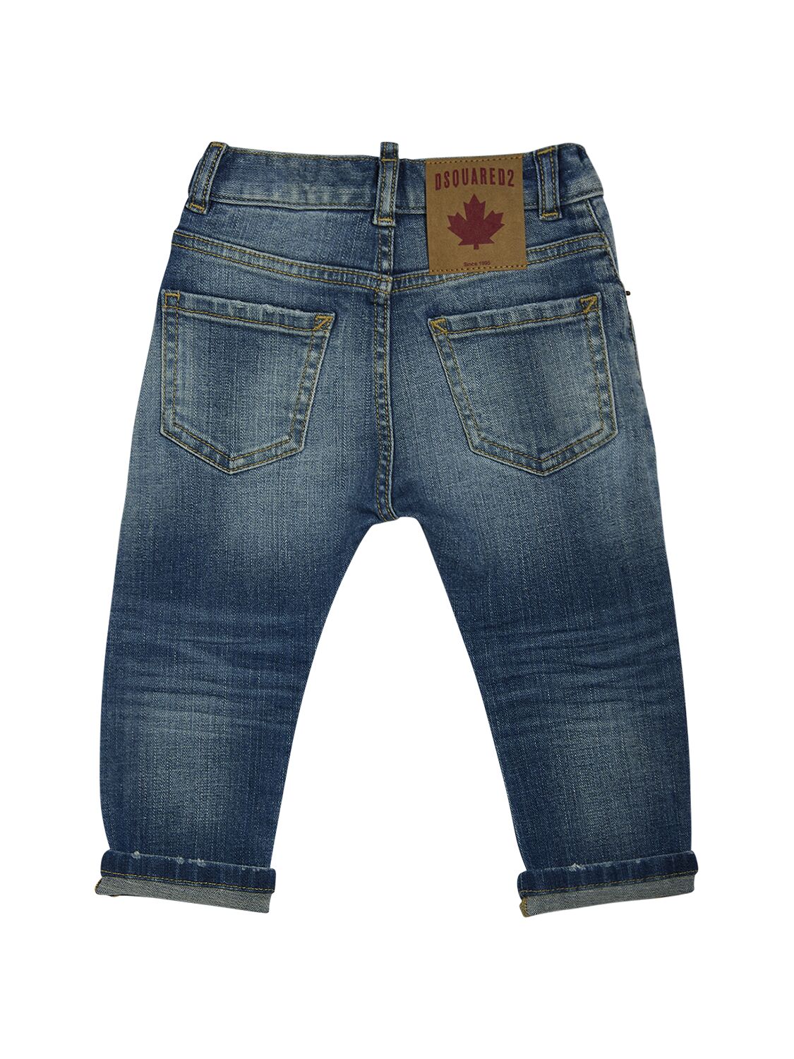 Shop Dsquared2 Washed Stretch Cotton Denim Jeans In Blue