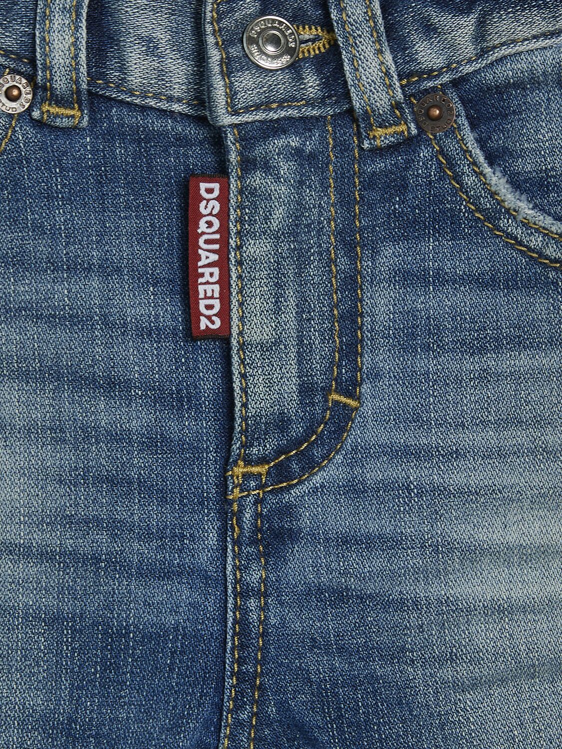 Shop Dsquared2 Washed Stretch Cotton Denim Jeans In Blue