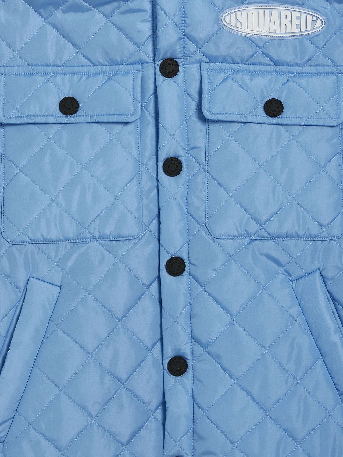 Shop Dsquared2 Hooded Quilted Nylon Vest In Blue