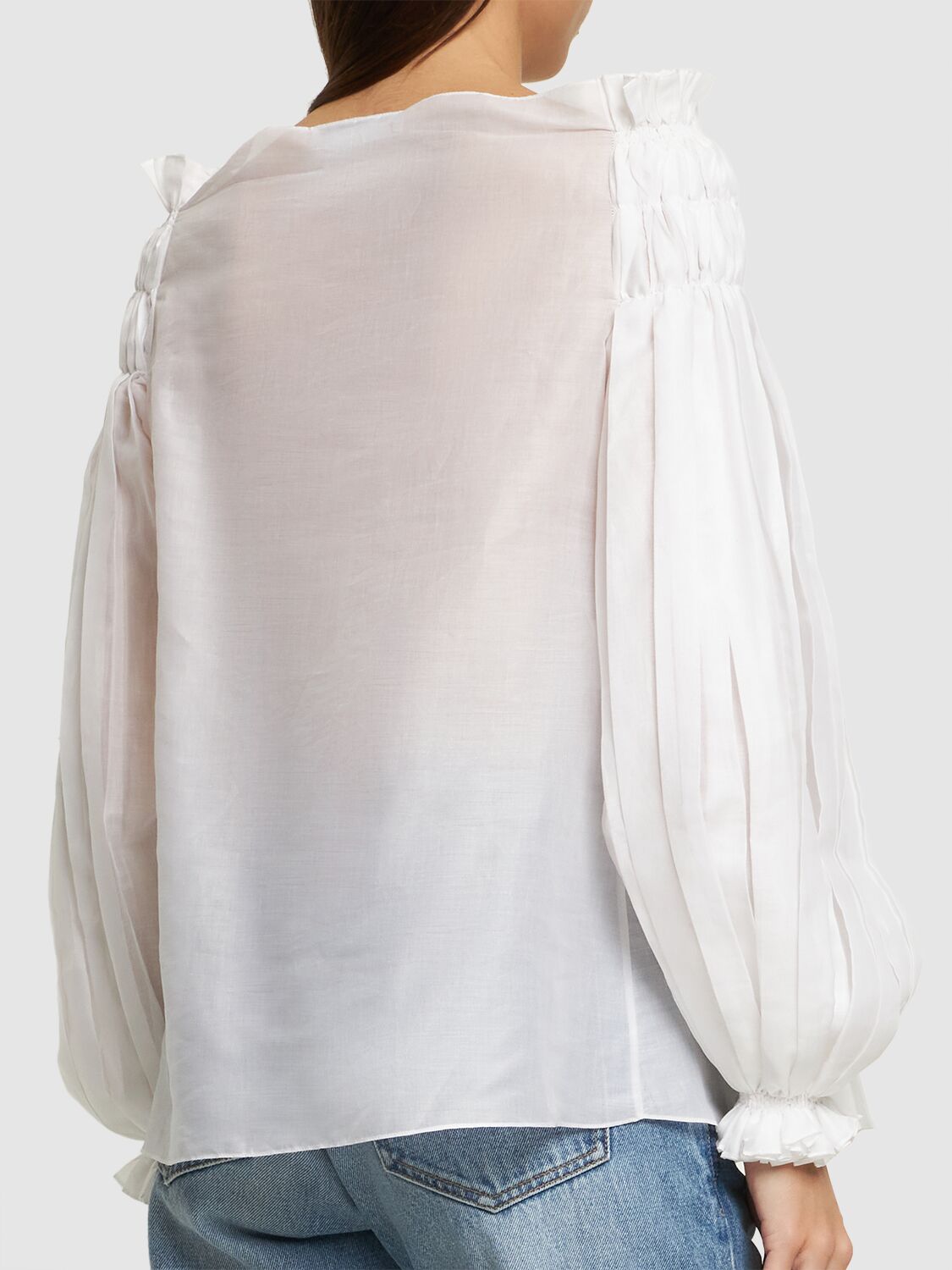 Shop Alberta Ferretti Ruffled Cotton Organza Shirt In White