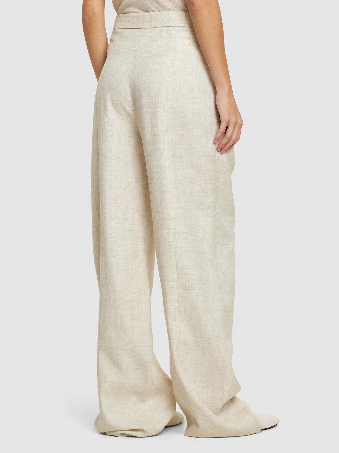 Shop Philosophy Di Lorenzo Serafini Linen Blend Straight Pants In Ivory