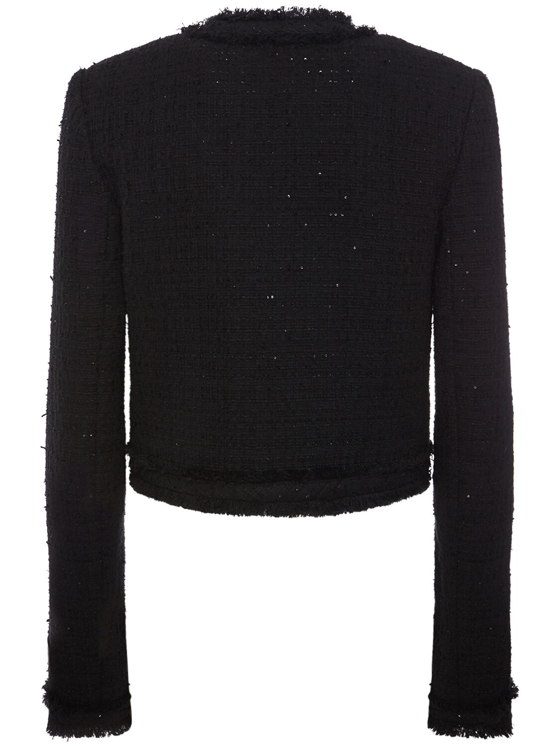 Shop Versace Cotton Blend Tweed Jacket In Black