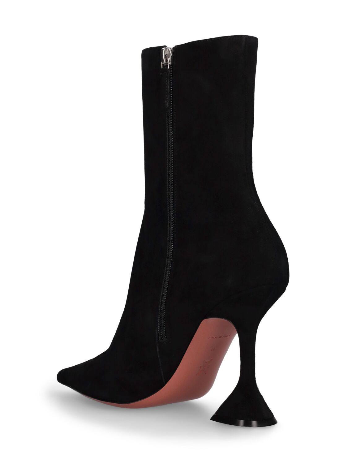 Shop Amina Muaddi 95mm Georgia Suede Ankle Boots In Black