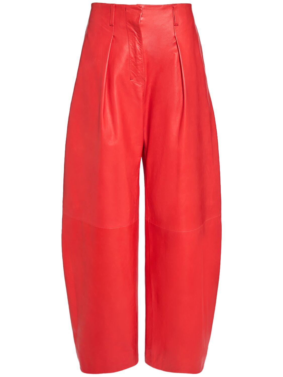 Shop Jacquemus Le Pantalon Ovalo Cuir Leather Pants In Red