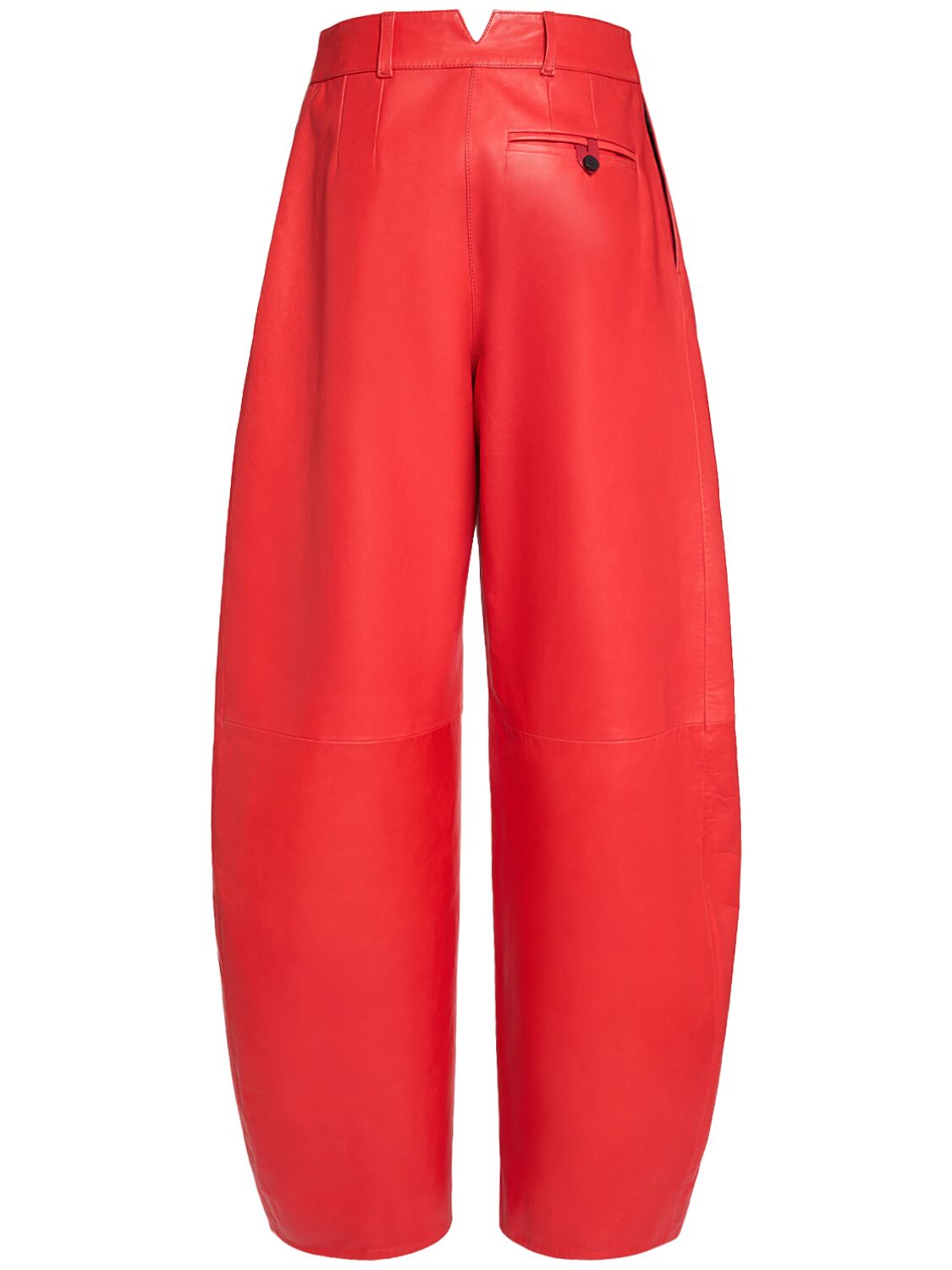 Shop Jacquemus Le Pantalon Ovalo Cuir Leather Pants In Red