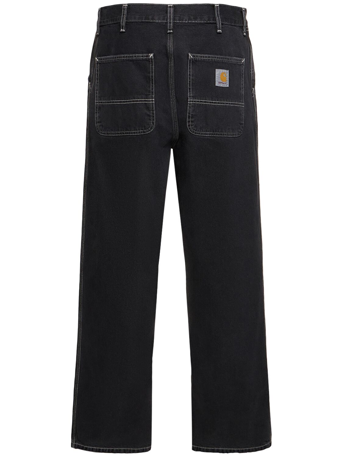 Shop Carhartt Simple Stonewashed Cotton Pants In Black Stone