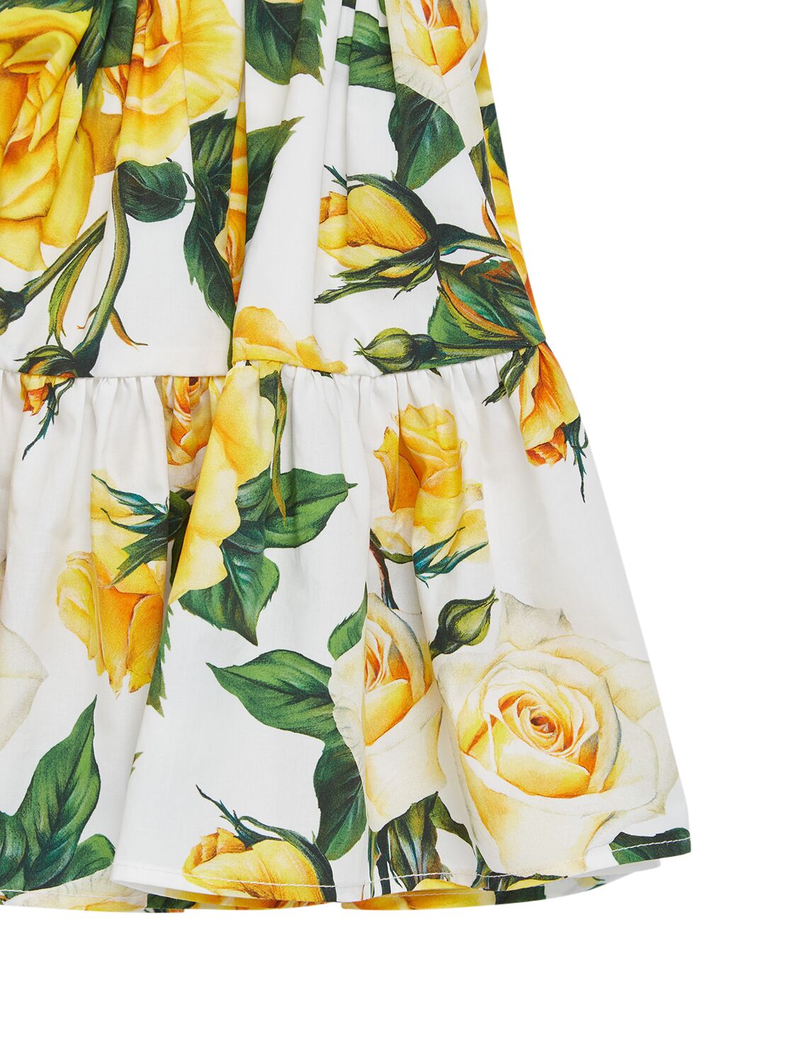 Shop Dolce & Gabbana Flower Printed Cotton Skirt In Weiss,gelb