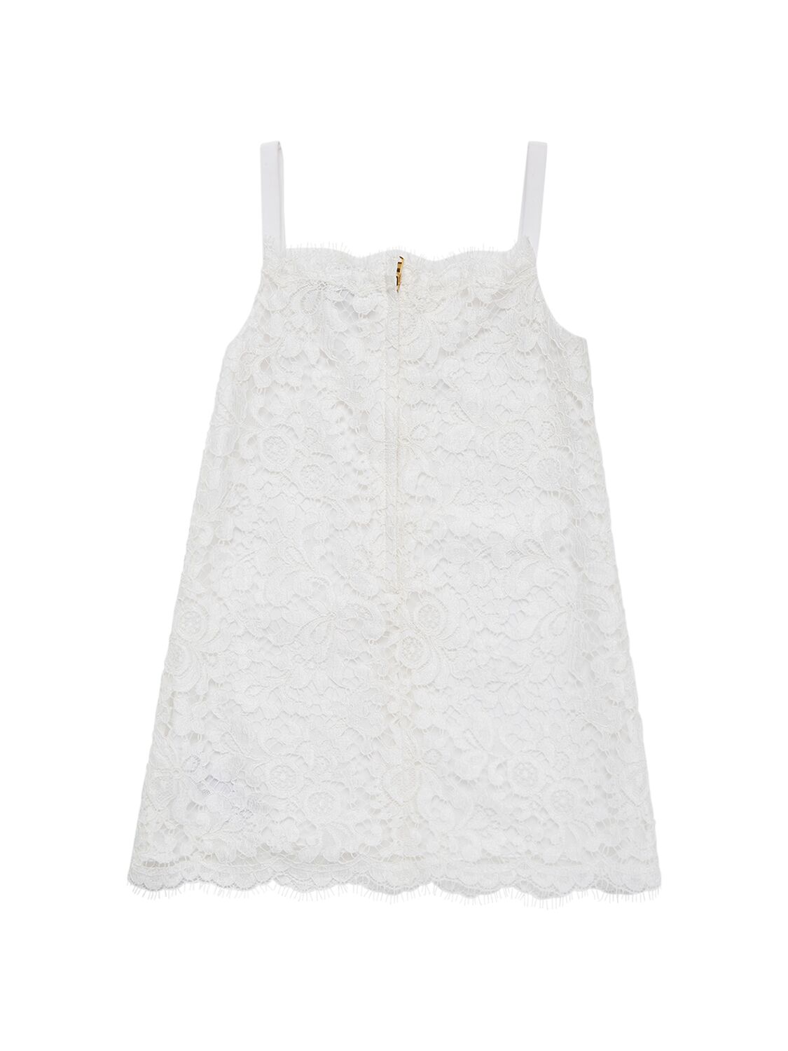 Shop Dolce & Gabbana Lace Cotton Blend Dress In Weiss