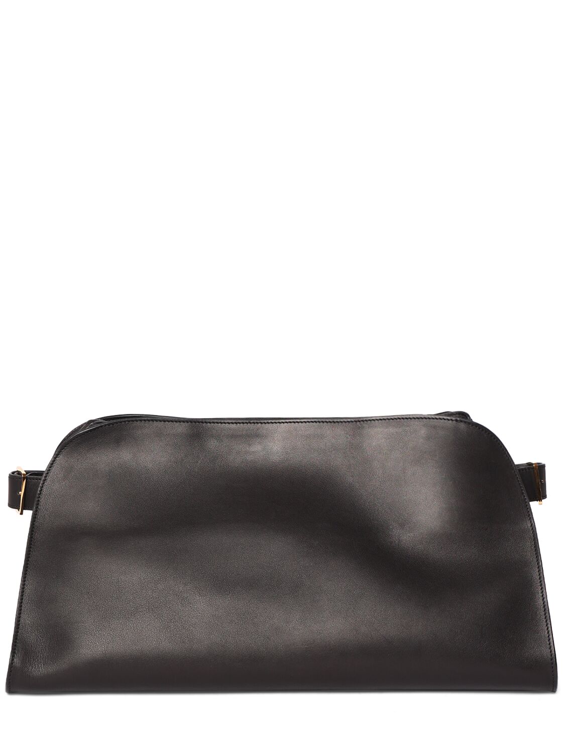 The Row E/w Margaux Saddle Leather Clutch In Black