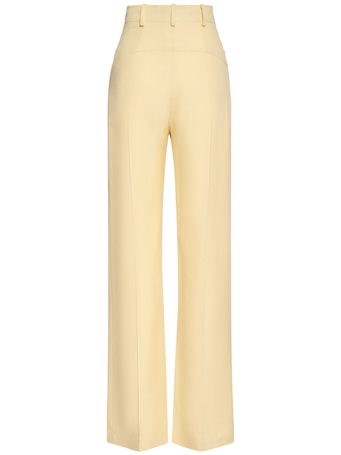 Shop Jacquemus Le Pantalon Sauge Crepe High Rise Pants In Light Yellow