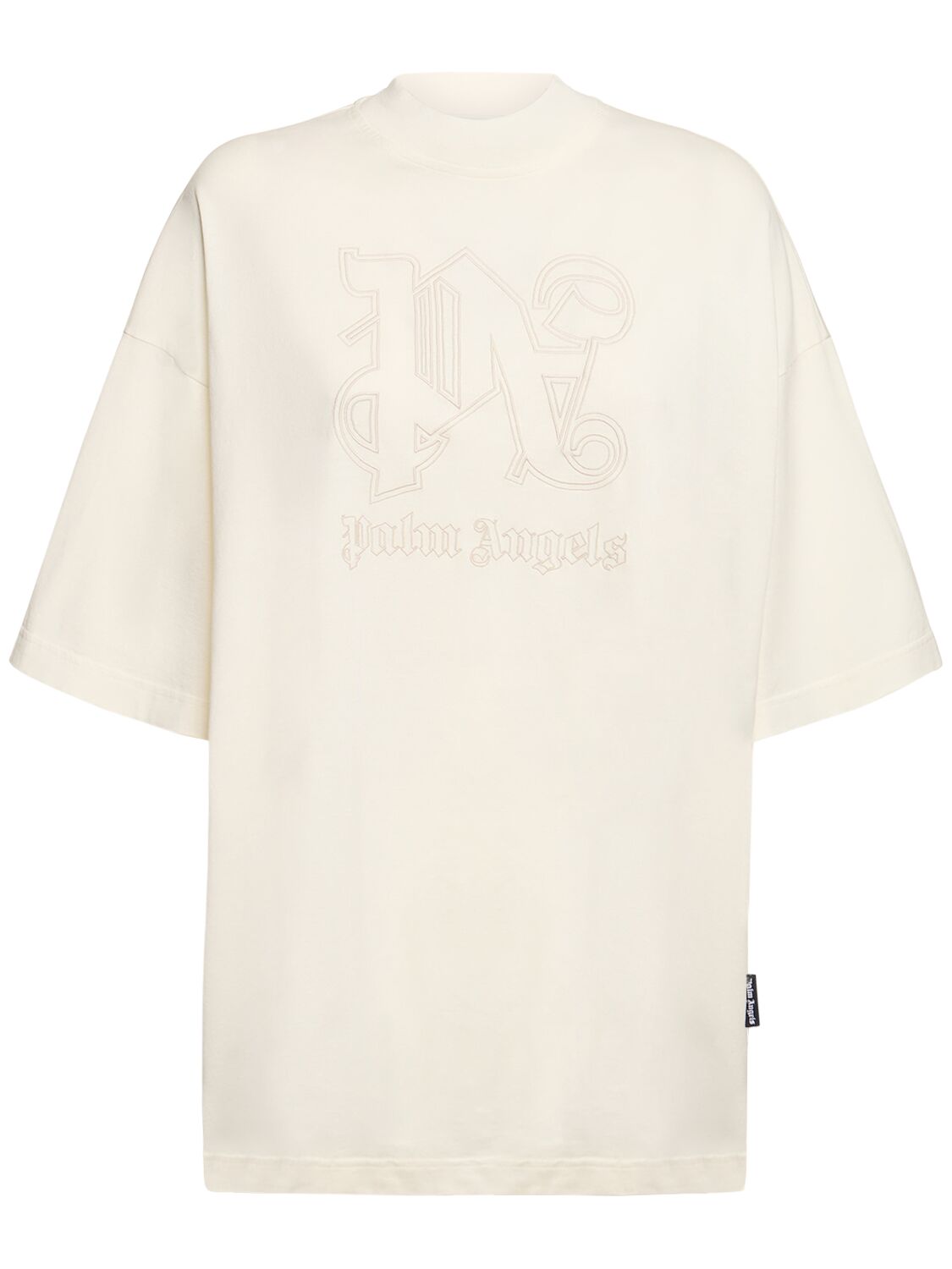 Palm Angels Monogram Statement Cotton T-shirt In Neutrals