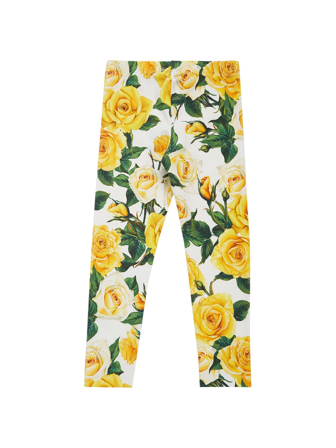 Shop Dolce & Gabbana Printed Cotton Jersey Leggings In Weiss,gelb