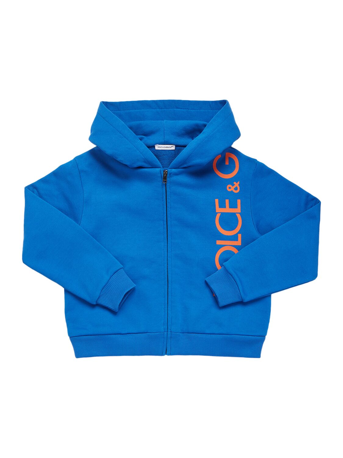 Dolce & Gabbana Kids' Baumwoll-hoodie Mit Zipper In Blau