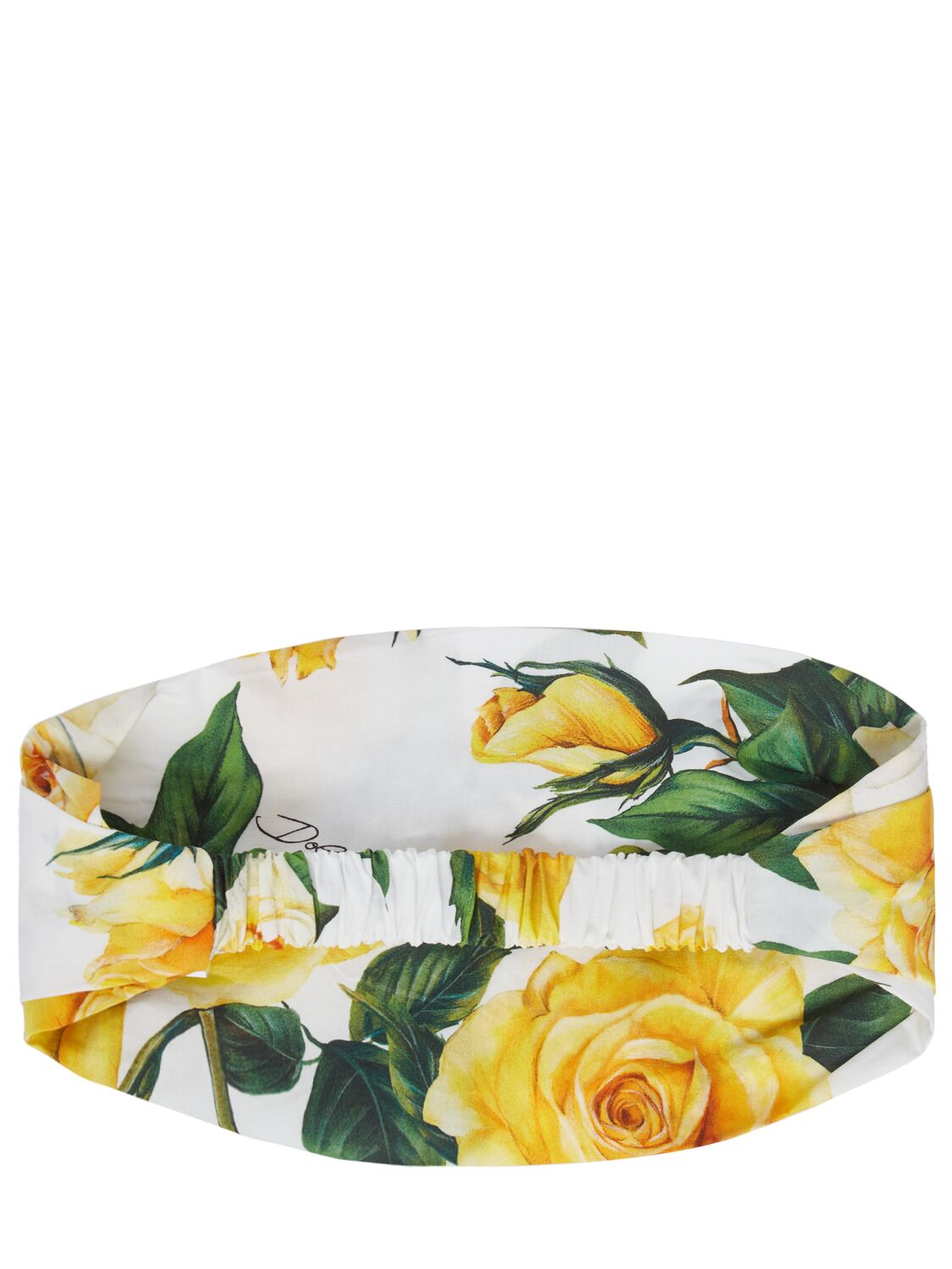 Shop Dolce & Gabbana Flower Printed Cotton Headband In Weiss,gelb