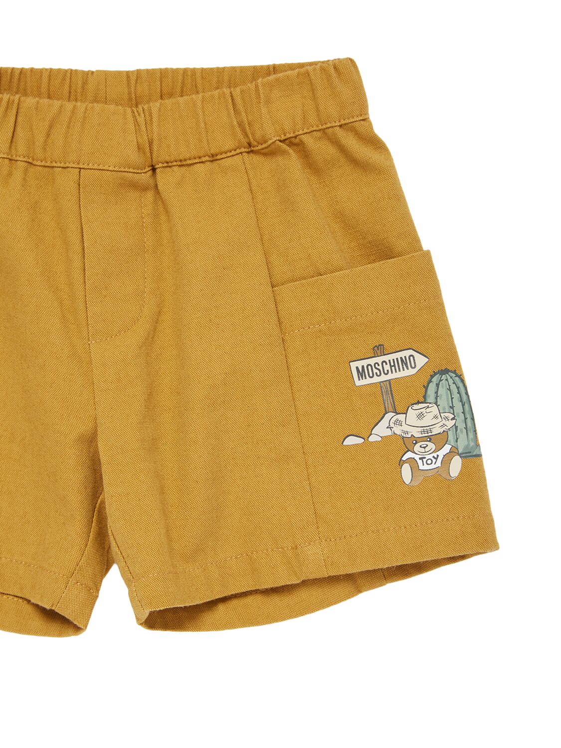 Shop Moschino Cotton Piquet Polo & Canvas Shorts In Beige