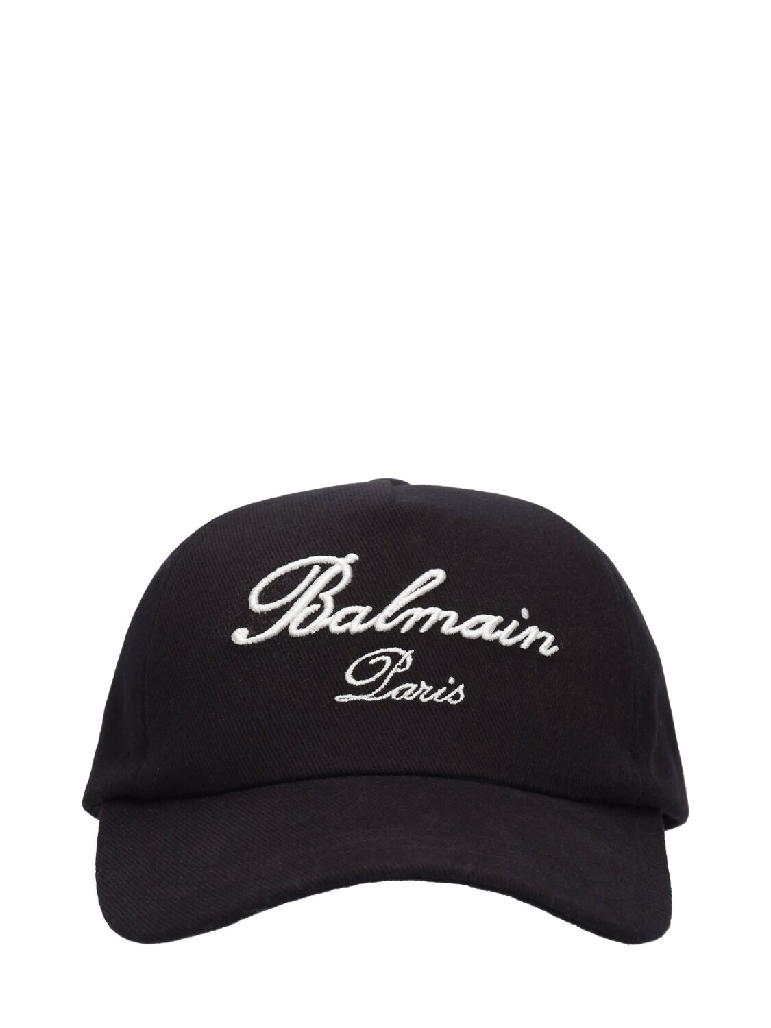 Balmain Logo Cotton Baseball Cap In Black,beige