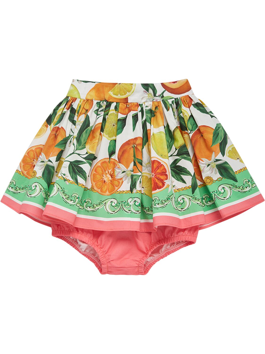 Dolce & Gabbana Babies' Flower Print Cotton Skirt W/diaper Cover In Bunt