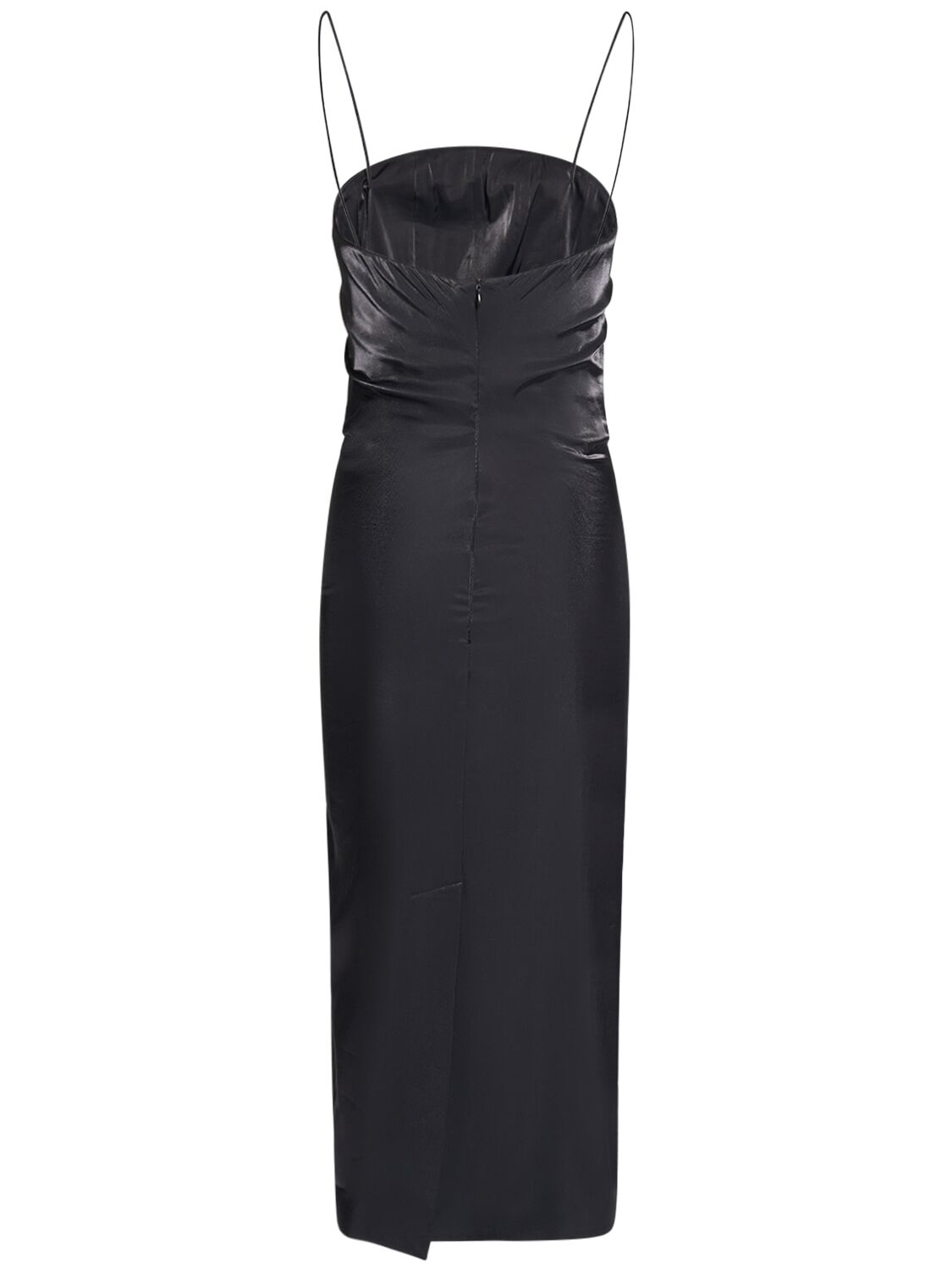 Shop Jacquemus La Robe Carino Satin Midi Dress In Black
