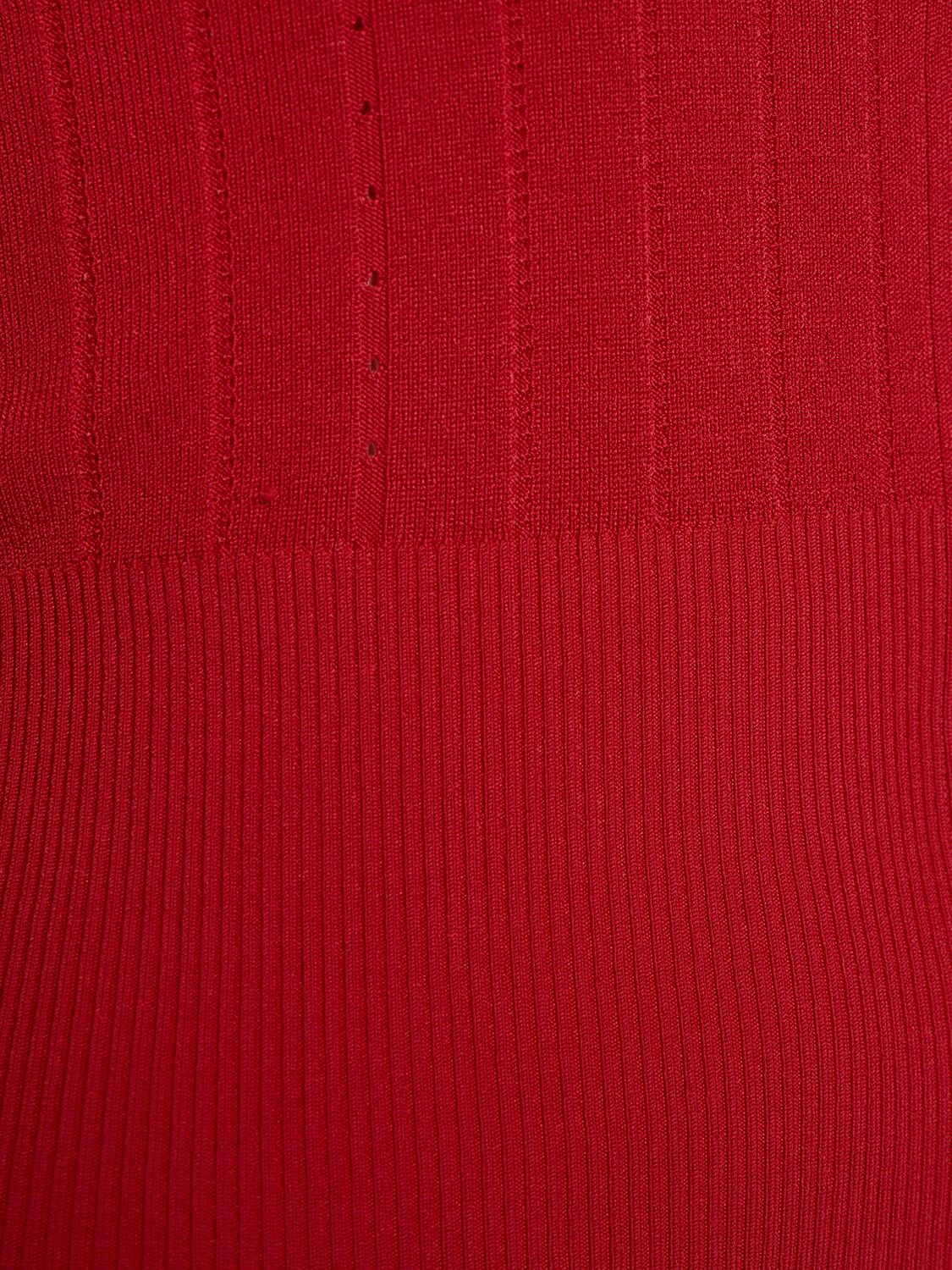 Shop Jacquemus Le Haut Pralu Knit Logo Chain Top In Red