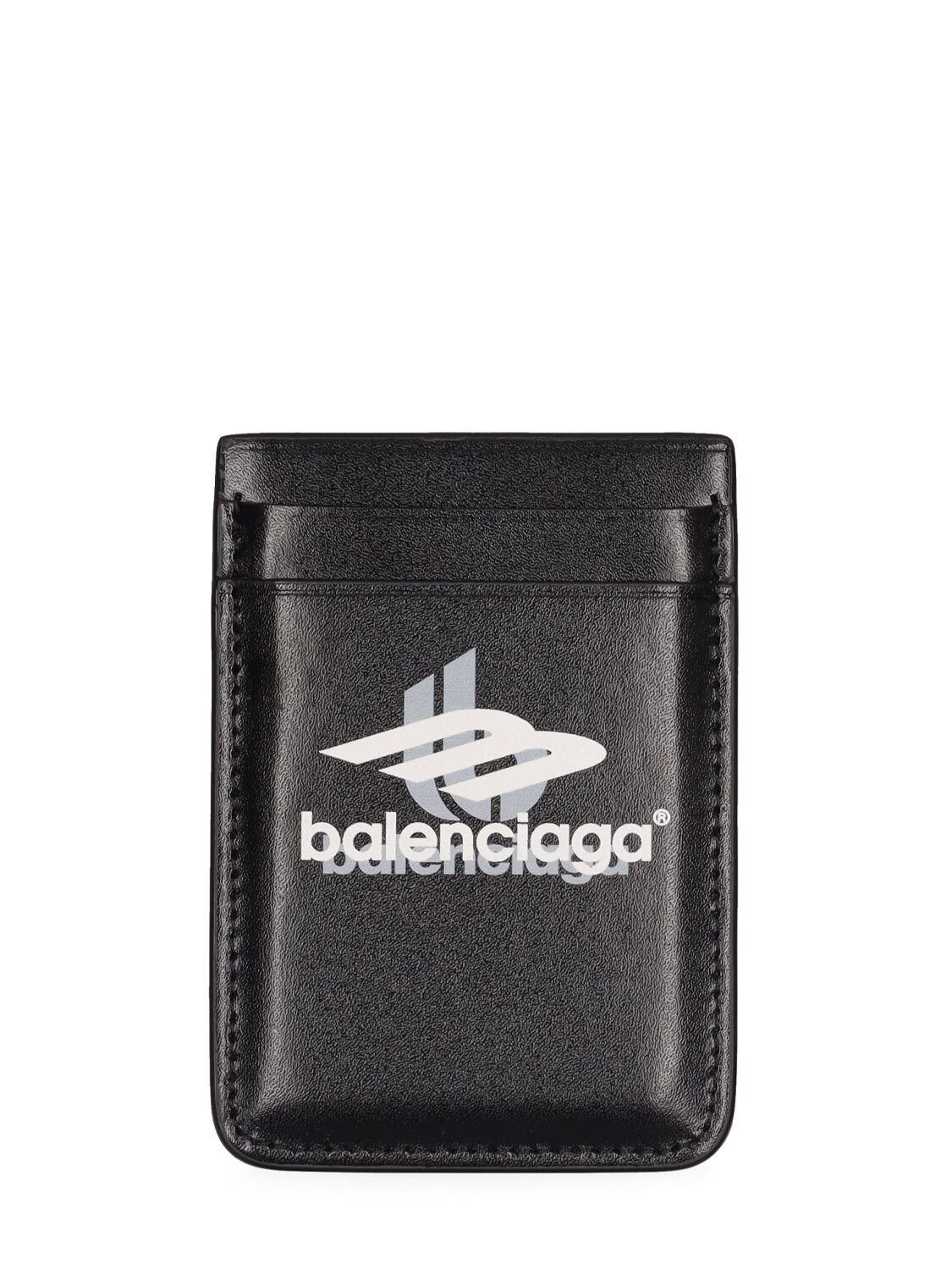 Balenciaga Magnet Leather Cash & Card Holder In Schwarz