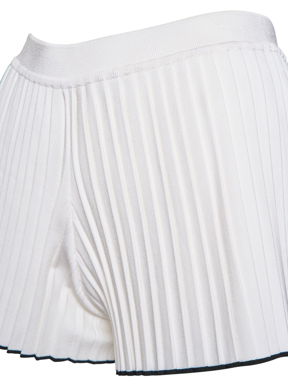 Shop Jacquemus Le Short Maille Plissé Knit Mini Shorts In White,black