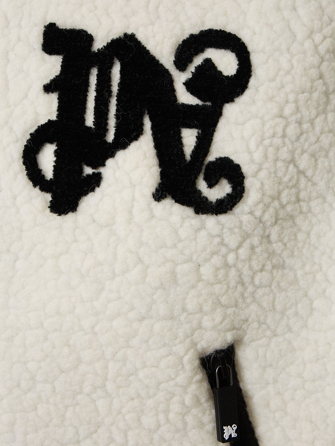 Shop Palm Angels Monogram Wool Blend Puffer Ski Jacket In White,black