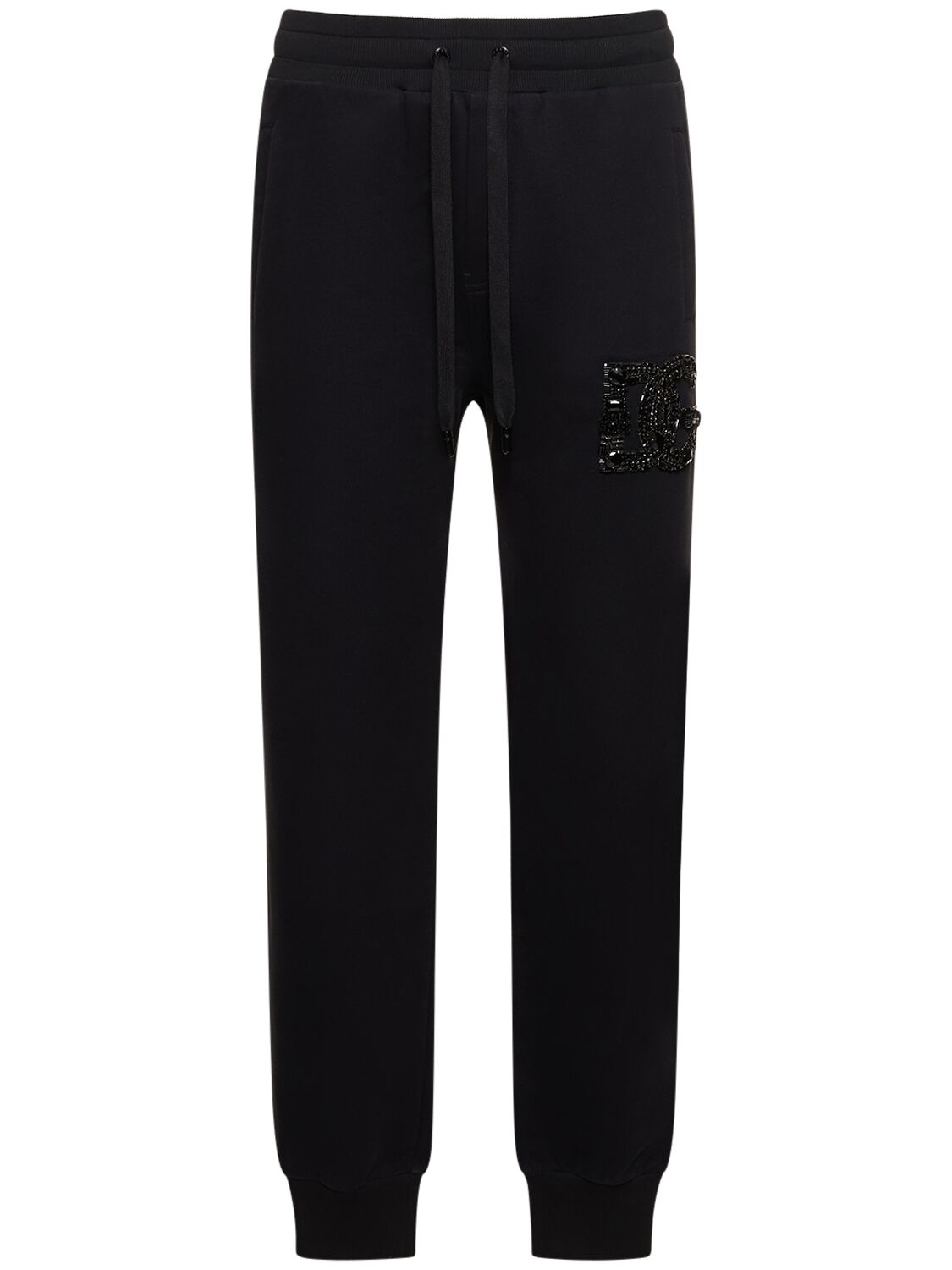 Dolce & Gabbana Cotton Logo Sweatpants With Stones In 블랙