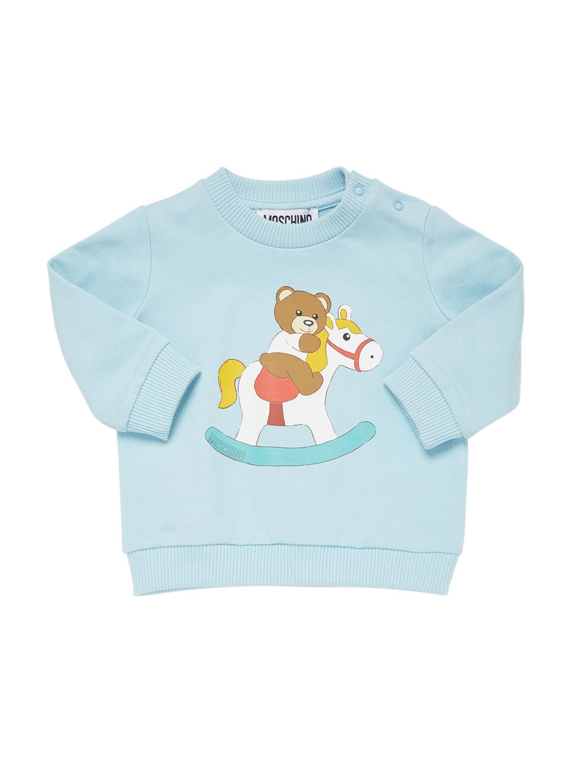 Moschino Kids' Cotton Crewneck Sweatshirt In Blue Sky