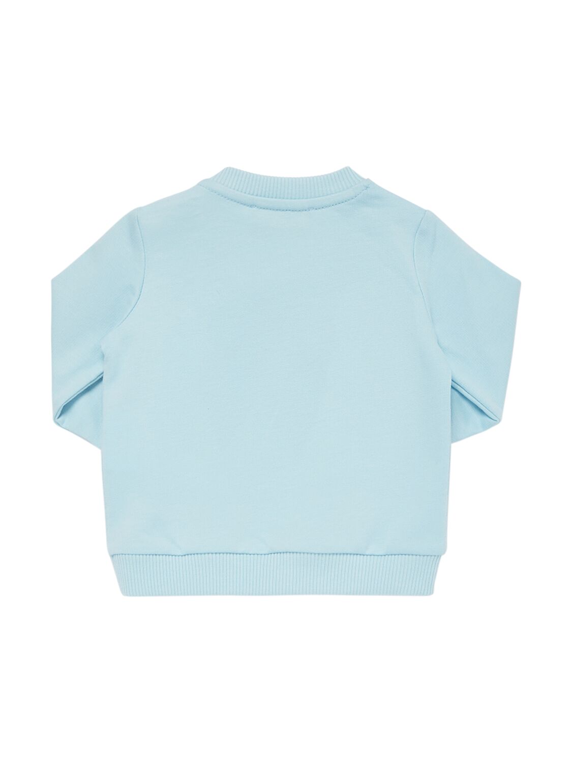 Shop Moschino Cotton Crewneck Sweatshirt In Blue Sky