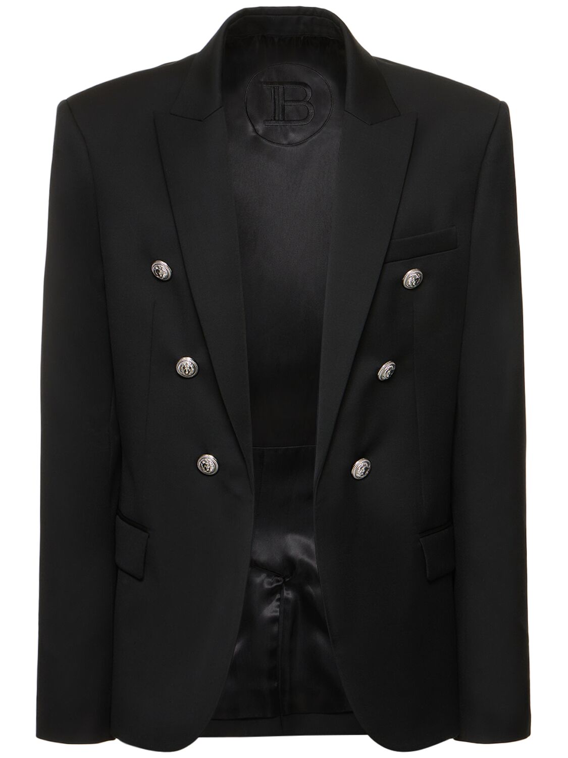 Balmain Wool Single Breasted Blazer In Black