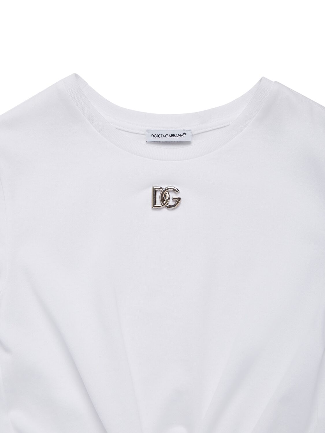 Shop Dolce & Gabbana Cotton Jersey T-shirt W/ Knot In Weiss