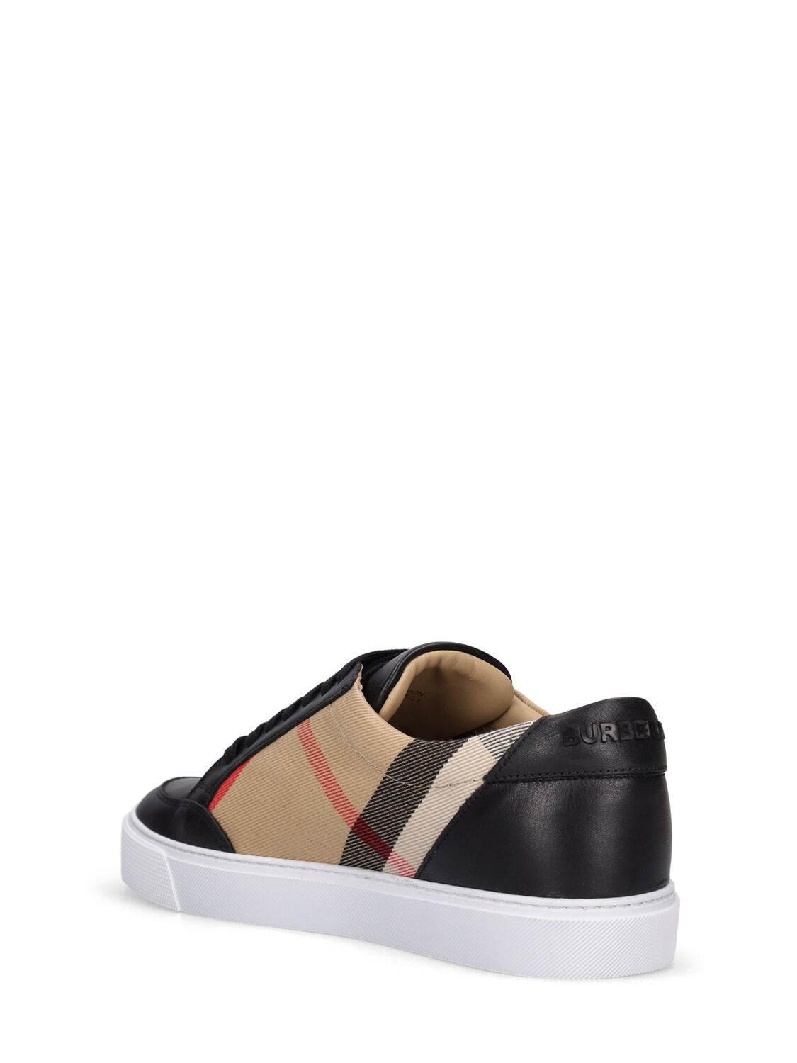 Shop Burberry Lf New Salmond Leather Sneakers In Schwarz,multi