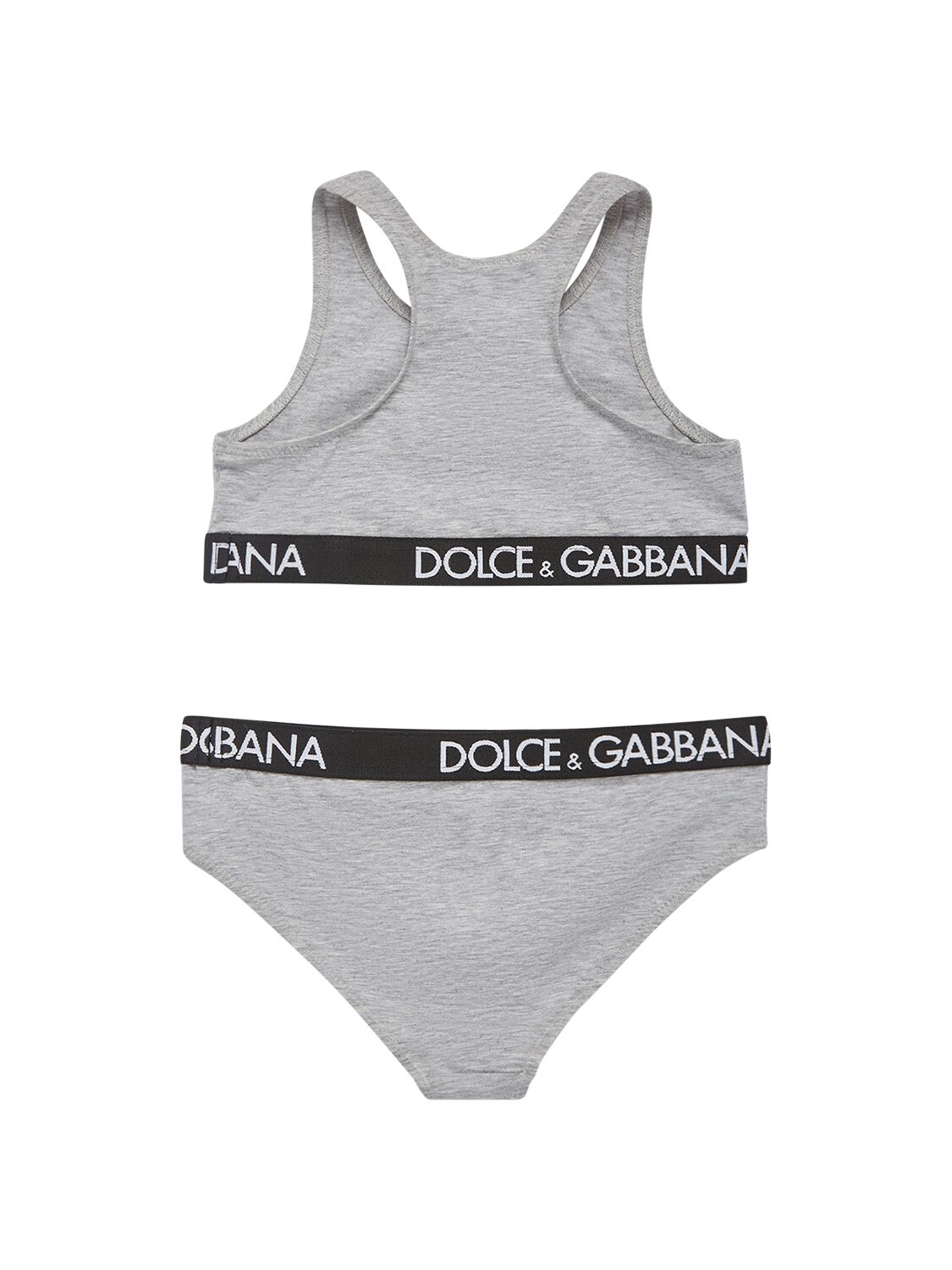Shop Dolce & Gabbana Logo Cotton Blend Bra & Briefs In Grau