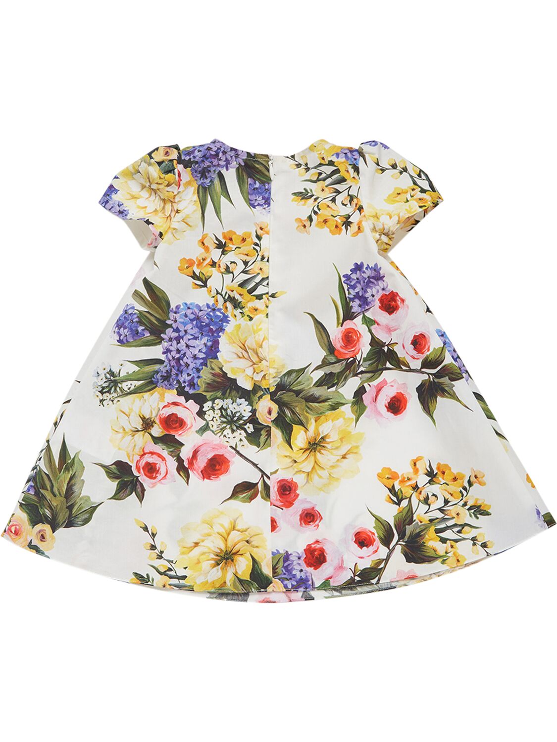 Shop Dolce & Gabbana Printed Cotton Dress W/diaper Cover In Weiss