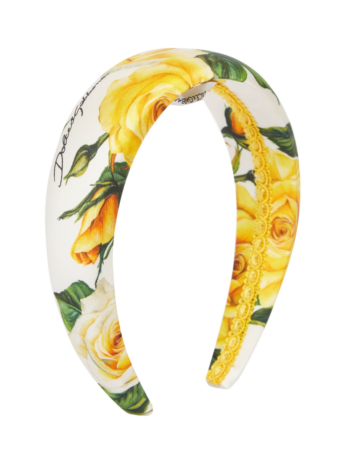 Shop Dolce & Gabbana Printed Viscose Headband In Weiss,gelb