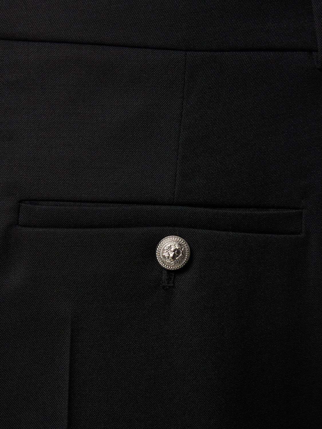 Shop Balmain Straight Tailored Wool Pants In Black
