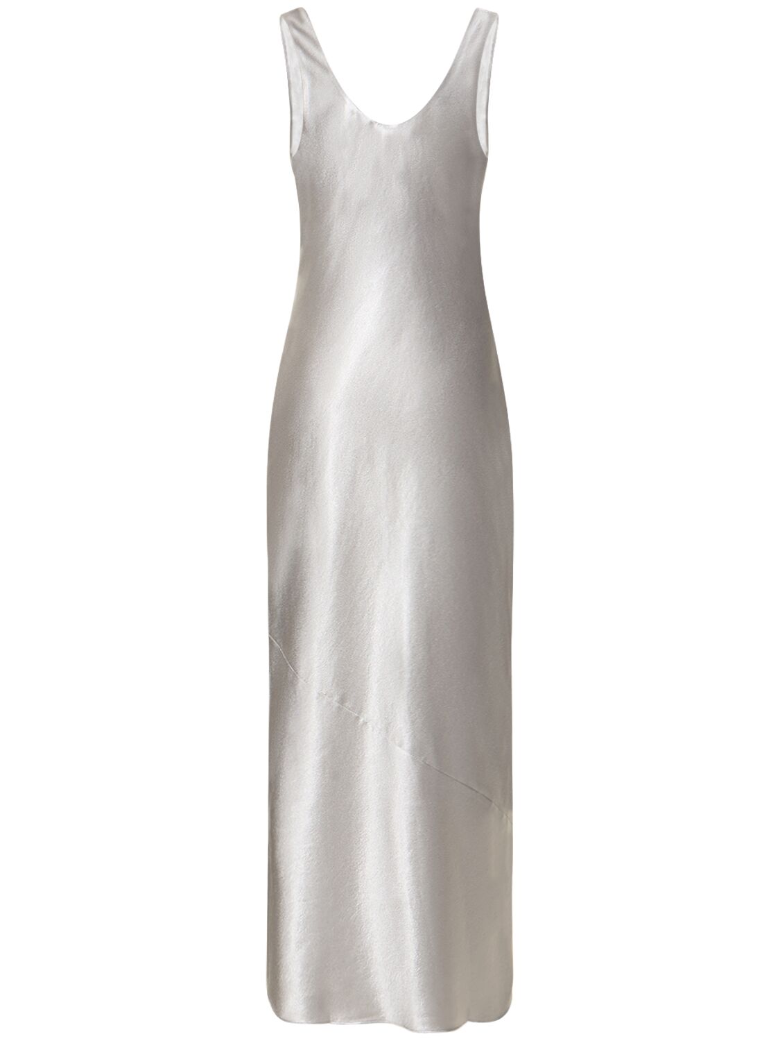 Shop Anine Bing Camille Satin Midi Dress In Silver